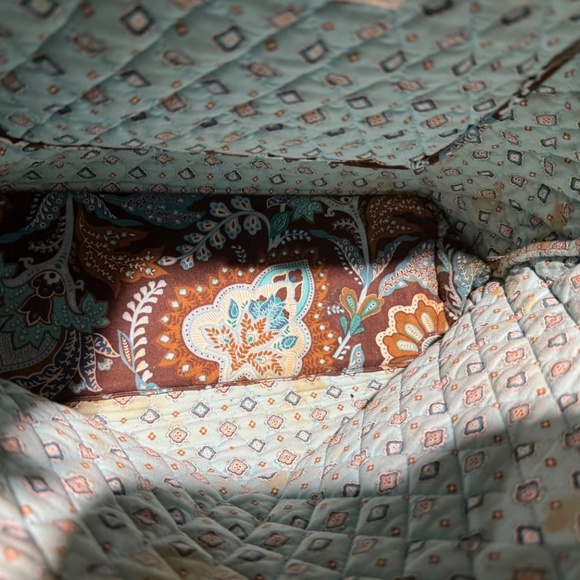 Vera Bradley Java Blue Retired Tote Bag Brown Turquoise - Picture 8 of 14